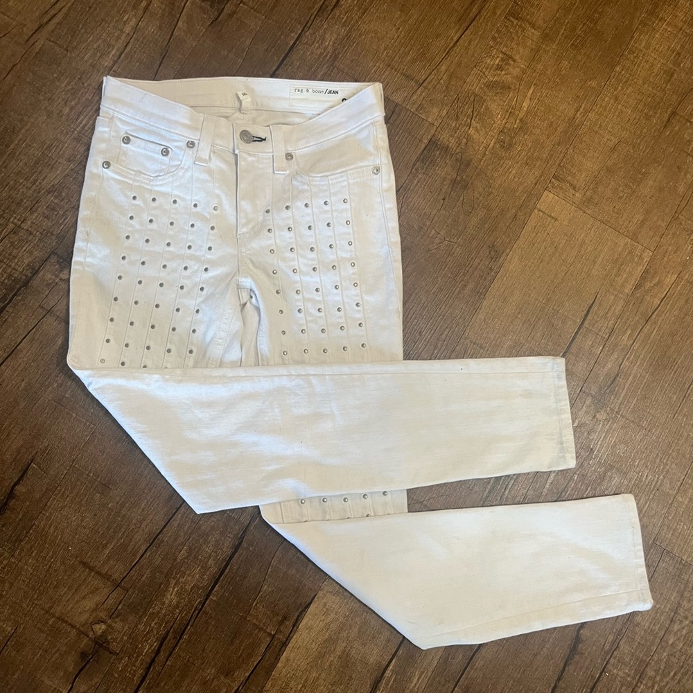 Rag & Bone White Studded Jean 26